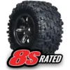 Tires & wheels, assembled, glued (X-Maxx black wheels, Maxx) – TRX7772X