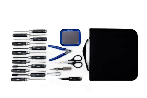 Toemen Modelsport Black & Silver RC Tool Set – 17 stuks