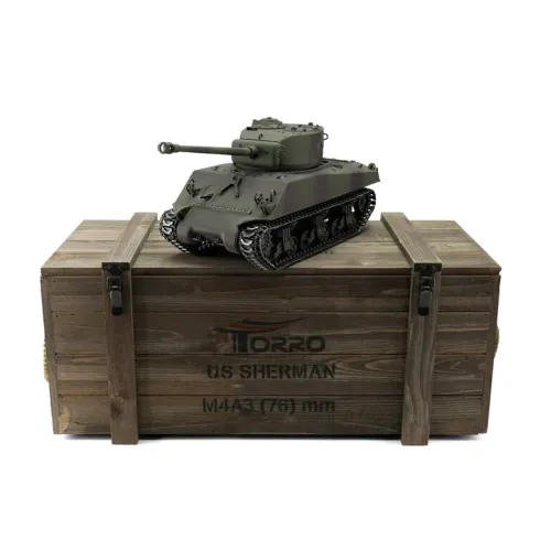 Torro 1/16 RC M4A3 Sherman 76mm Camouflage IR met Rook – Pro Edition