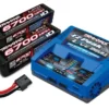 Traxxas Battery & charger completer pack (includes TRX2973 Dual iD charger (1), TRX2890X 6700mAh 14.8V 4-cell 25C LiPo battery (2)) – TRX2997