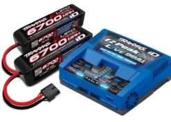 Traxxas Battery & charger completer pack (includes TRX2973 Dual iD charger (1), TRX2890X 6700mAh 14.8V 4-cell 25C LiPo battery (2)) – TRX2997