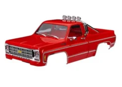 Traxxas Body, Chevrolet K10 Truck (1979), complete, red (includes grille, side mirrors, door handles, roll bar, windshield wipers, & clipless mounting) (requires #9835 front & rear bumpers) – TRX9811-RED