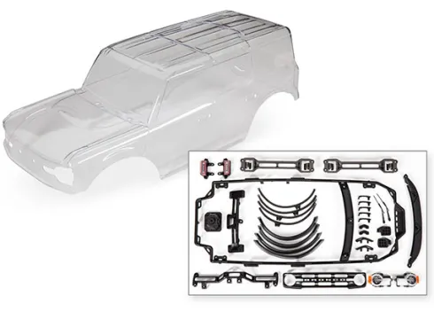 Traxxas Body, Ford Bronco (2021) (clear, requires painting)/ decals/ window masks – TRX9211