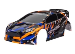 Traxxas Body, Ford Fiesta ST Rally VXL, orange (painted, decals applied) (assembled with rear wing, body support, & body mount latches for clipless mounting) – TRX7427-ORNG