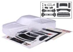 Traxxas Body, 2017 Ford Raptor, heavy duty (clear, requires painting)/decals (includes latches and latch mounts for clipless mounting) – TRX5916