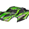 Traxxas Body, Maxx Slash, green (painted)/ decal sheet (assembled with body support, body plastics, & latches for clipless mounting) – TRX10211-GRN