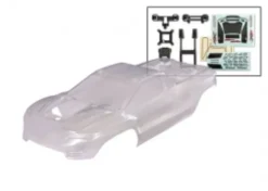 TRAXXAS Body, Mini XRT® (clear, requires painting)/ window masks/ decal sheet (includes front & rear body latches, hardware) (for clipless mounting) – 10712