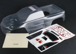 Traxxas Body, Revo 3.3 (clear, requires painting)/ window, lights, grille decal sheet – TRX5387
