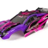 Traxxas Body, Rustler 4X4, pink & purple/ window, grille, lights decal sheet (assembled with front & rear body mounts and rear body support for clipless mounting) – TRX6734P