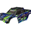 Traxxas Body X-Maxx green (painted, decals applied) (with body mounts, rear body support, and tailgate protector) – TRX7867-GRN