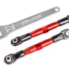 Traxxas Camber links, front (TUBES red-anodized, 7075-T6 aluminum, stronger than titanium) (2) (assembled with rod ends and hollow balls)/ aluminum wrench (1) (fits Drag Slash) – TRX2444R