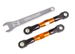 Traxxas Camber links, rear (TUBES orange-anodized, 7075-T6 aluminum, stronger than titanium) (2) (assembled with rod ends and hollow balls)/ aluminum wrench (1) (fits Drag Slash) – TRX2443T