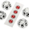 Traxxas Center caps, wheel (chrome) (4)/ decal sheet (requires TRX8255A extended stub axle) – TRX8176