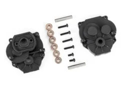 Traxxas Gearbox housing (front & rear)/ 2x4mm BCS (with threadlock) (2)/ 2x8mm BCS (4)/ 3x16mm pins (2) – TRX9747