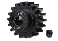 Traxxas Gear, 18-T pinion (machined) (1.0 metric pitch) (fits 5mm shaft)/ set screw (compatible with steel spur gears) – TRX6491R