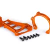 Traxxas Motor mounts (front & rear) (orange-anodized 6061-T6 aluminum)/ 3x10mm CCS (with threadlock) (4)/ 4x12mm BCS (with threadlock) (2) (for use with #3483 motor) – TRX10262-ORNG