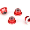 Traxxas Nuts, aluminum, flanged, serrated (4mm) (red-anodized) (4) – TRX1747A