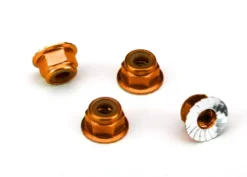 Traxxas Nuts, aluminum, flanged, serrated (4mm) (orange-anodized) (4) – TRX1747T