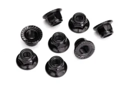 Traxxas Nuts, 5mm flanged nylon locking (steel, black serrated) (8) – TRX8447