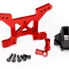 Traxxas Shock tower, front, 7075-T6 aluminum (red-anodized) (1)/ body mount bracket (1) – TRX6739R