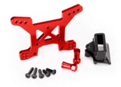Traxxas Shock tower, front, 7075-T6 aluminum (red-anodized) (1)/ body mount bracket (1) – TRX6739R