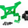 Traxxas Shock tower, front, 7075-T6 aluminum (green-anodized) (1)/ body mount bracket (1) – TRX6739G