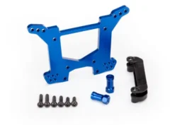 Traxxas Shock tower, rear, 7075-T6 aluminum (blue-anodized) (1)/ body mount bracket (1) – TRX6738X