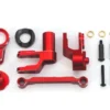 Traxxas Steering bellcranks, draglink (red-anodized 6061-T6 aluminum)/ bellcrank bushing (1)/ 3x20mm BCS (with threadlock) (2)/ 3x20mm BCS (with threadlock) (2)/ 3x20mm shoulder screws (with threadlock) (2)/ 3x15mm BCS (with threadlock) (1)/ 3x10mm CS – TRX10246-RED