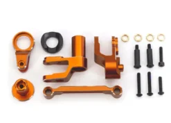 Traxxas Steering bellcranks, draglink (orange-anodized 6061-T6 aluminum)/ bellcrank bushing (1)/ 3x20mm BCS (with threadlock) (2)/ 3x20mm BCS (with threadlock) (2)/ 3x20mm shoulder screws (with threadlock) (2)/ 3x15mm BCS (with threadlock) (1)/ 3x10mm CS – TRX10246-ORNG