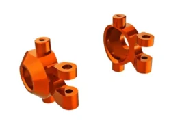 Traxxas Steering blocks, 6061-T6 aluminum (orange-anodized) (left & right)/ 2.5x12mm BCS (with threadlock) (2)/ 2x6mm SS (with threadlock) (4) – TRX9737-ORNG