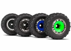 Traxxas Tires and wheels, assembled, glued (3.8′ black wheels, gray wheel covers, Sledgehammer tires, foam inserts) (2) – TRX9572
