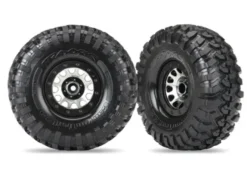 Traxxas Tires and wheels, assembled (Method 105 black chrome beadlock wheels, Canyon Trail 2.2″ tires, foam inserts) (1 left, 1 right) – TRX8172