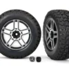 Traxxas Tires and wheels, assembled, glued (2.6 black, satin chrome-plated Mercedes-Benz G 500 4×4 wheels, 2.6″ tires) (2)/ center caps (2) (requires 8255A extended stub axle) – TRX8872