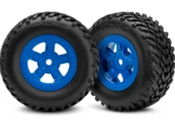 Traxxas Tires and wheels, assembled, glued (SCT blue wheels, SCT off-road racing tires) (1 each, right & left) – TRX7674