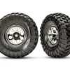Traxxas Tires and wheels, assembled, glued (2.2′ classic chrome wheels, Canyon Trail 5.3×2.2′ tires, foam inserts) (2)/ center caps (front (2), rear (2)) (requires TRX8255A extended thread stub axle)
