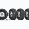 Traxxas Tires and wheels, assembled, glued (1.9″ classic chrome wheels, Canyon Trail 4.6×1.9″ tires) (4)/ center caps (4)/ decal sheet – TRX8183X