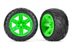 Traxxas Tires & wheels, assembled, glued (2.8″) (RXT green wheels, Anaconda tires, foam inserts) (4WD electric front/rear, 2WD electric front only) (2) (TSM rated) – TRX6775G
