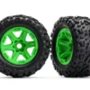 Traxxas Tires & wheels assembled, glued (green wheels, Talon EXT tires, foam inserts) (2) – TRX8672G