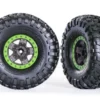 Traxxas Tires & wheels, assembled, glued (TRX-4 Sport 2.2′ gray, green beadlock style wheels, Canyon Trail 5.3×2.2′ tires) (2) – TRX8181-GRN