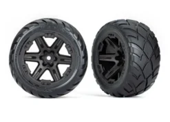 Traxxas Tires & wheels, assembled, glued (2.8″) (RXT black wheels, Anaconda tires, foam inserts) (4WD electric front/rear, 2WD electric front only) (2) (TSM rated) – TRX6775
