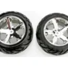 Traxxas Tires & wheels, assembled, glued (All Star chrome wheels, Anaconda tires, foam inserts) (electric rear) (1 left, 1 right) – TRX3773