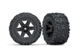 Traxxas Tires & wheels, assembled, glued (2.8″) (Rustler 4X4 black wheels, Talon Extreme tires, foam inserts) (2) (TSM rated) – TRX6773