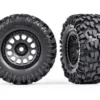 Traxxas Tires & wheels, assembled, glued (XRT Race black wheels, Maxx AT tires, foam inserts) (left & right) – TRX7875