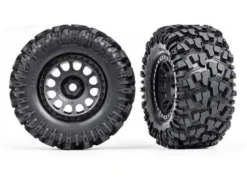 Traxxas Tires & wheels, assembled, glued (XRT Race black wheels, Maxx AT tires, foam inserts) (left & right) – TRX7875