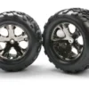 Traxxas Tires & wheels, assembled, glued (2.8″) (All-Star black chrome wheels, Talon tires, foam inserts) (electric rear) (2) (TSM rated) – TRX3668A