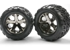 Traxxas Tires & wheels, assembled, glued (2.8″) (All-Star black chrome wheels, Talon tires, foam inserts) (electric rear) (2) (TSM rated) – TRX3668A