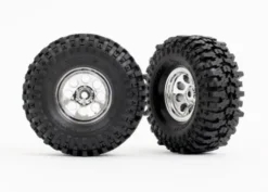 Traxxas Tires & wheels, assembled (chrome 1.0′ wheels, Mickey Thompson Baja Pro Xs 2.4×1.0′ tires) (2) – TRX9873