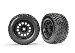 Traxxas Tires & wheels, assembled, glued (XRT Race black wheels, Gravix tires, foam inserts) (left & right) – TRX7872