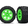 Traxxas Tires & wheels, assembled, glued (2.8″) (RXT 4X4 green wheels, Talon Extreme tires, foam inserts) (2) (TSM rated) – TRX6773G