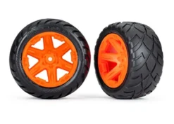 Traxxas Tires & wheels, assembled, glued (2.8″) (RXT orange wheels, Anaconda tires, foam inserts) (2WD electric rear) (2) (TSM rated) – TRX6768A